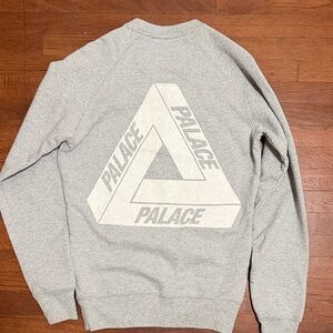 PALACE Light Grey Crewneck Sweatshirt with Large Triangle Logo